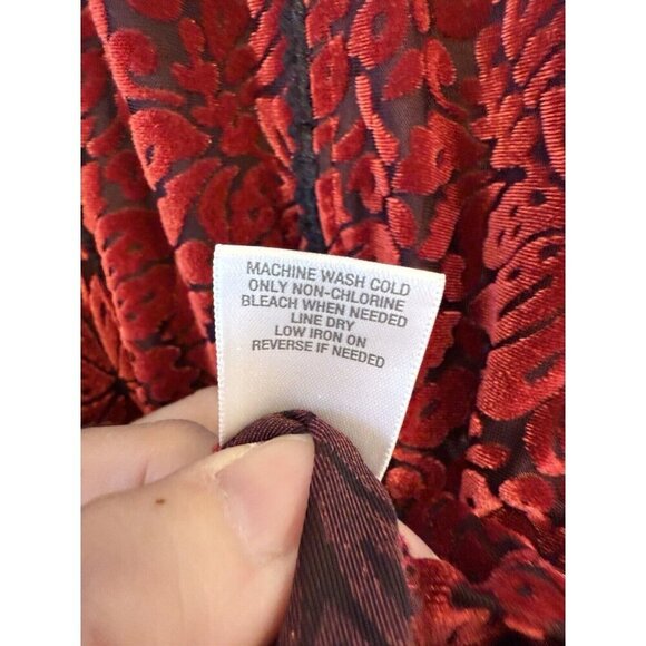 Vintage Red Black Velvet Burnout Top S Whimsigoth Fairy Holiday Y2K Christmas - Picture 9 of 15